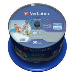 VERBATIM BD-R SL Datalife HTL (50-pack)Blu-Ray Spindle 6x 25GB Wide Printable