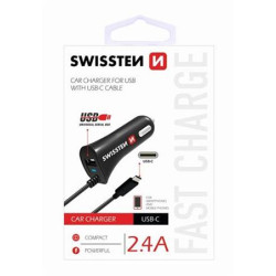 SWISSTEN CAR CHARGER USB-C AND USB 2,4A POWER