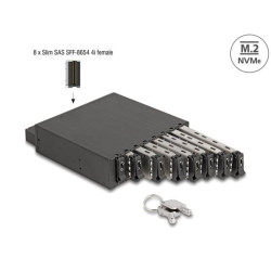 Delock 5.25” Mobilní rack pro 8 x SSD M.2 NVMe s konektorem Slim SAS SFF-8654