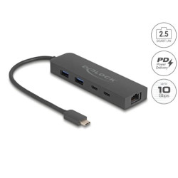 Delock 10 Gbps USB rozbočovač s portem 2,5 Gigabit LAN a PD 85 W