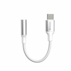 SWISSTEN AUDIO ADAPTÉR TEXTILE USB-C (samec) 3,5mm AUX 0,15 M BÍLÝ (nahrazuje 73501302)