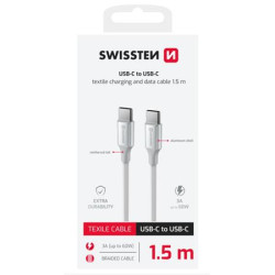 SWISSTEN DATOVÝ KABEL TEXTILE II USB-C USB-C 1,5 M BÍLÝ