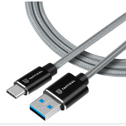 Tactical Fast Rope Aramid Cable USB-A USB-C 0.3m Grey