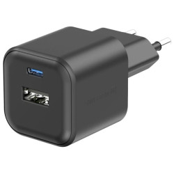 SWISSTEN SÍŤOVÝ ADAPTÉR 12W 1x USB-C + 1x USB-A ČERNÝ