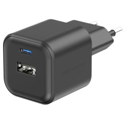 SWISSTEN SÍŤOVÝ ADAPTÉR GaN 1x USB-C 20W PD + 1x USB-A 18W QC ČERNÝ