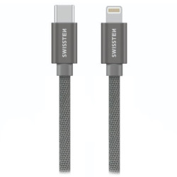 SWISSTEN DATOVÝ KABELTEXTILE USB-C LIGHTNING 2,0 M STŘÍBRNÝ