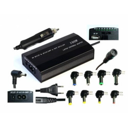 EUROCASE univerzální napájecí adaptér 100W, AC 110-240V CAR DC 12V, DC 12- 20, 9 koncovek