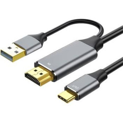 PremiumCord HDMI2.0 na USB-C kabel pro monitory s USB-C konektorem, 4K@60Hz,1080p Aluminium 2m