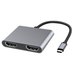 PremiumCord MST adaptér USB-C na 2x HDMI, USB3.0, PD, rozlišení 4K a FULL HD 1080p