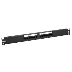 Solarix 19" Patch panel 12 x RJ45 CAT5E UTP 150 MHz černý 1U, SX12-5E-UTP-BK