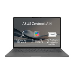 ASUS Zenbook A14 UX3407RA-OLED026X 14" SD-X1E-80-100 32 GB 1 TB Qualcomm Adreno GPU Windows 11 Pro Šedá