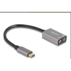 Delock Externí zvuková karta USB Type-C™ s audio adaptérem Plug & Play, 2 x 3,5 mm stereo jack