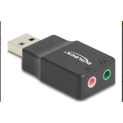 Delock Externí USB zvuková karta se zvukovým adaptérem Plug & Play se 2 x stereofonními konektory 3,5 mm pro PC, laptop 