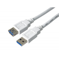 PremiumCord Prodlužovací kabel USB 3.0 Super-speed 5Gbps A-A, MF, 9pin, 2m bílá