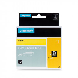 PRINTLINE kompatibilní páska s DYMO 18054, 9mm, 1, 5m, černý tisk žlutý podklad, RHINO, bužírka