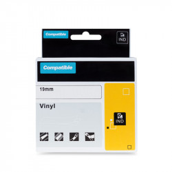PRINTLINE kompatibilní páska s DYMO 18433, 19mm, 5.5m, černý tisk žlutý podklad, RHINO, vinylová