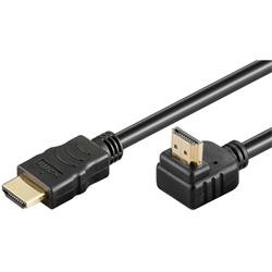 PremiumCord HDMI High Speed+Ethernet kabel, zlacený zahnutý konektor 90° 3m