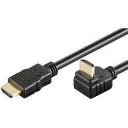 PremiumCord HDMI High Speed+Ethernet kabel,zlacený zahnutý konektor 270° 10m