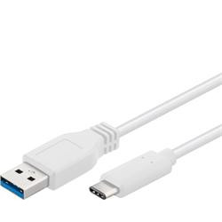 PremiumCord Kabel USB 3.1 konektor C male - USB 3.0 A male, bílý, 3m