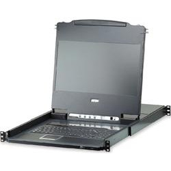 ATEN 8-port KVM USB, DVI, OSD,Single Rail rack, 17.3" FHD LCD, touchpad, klávesnice