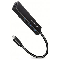 AXAGON hub USB-C HMC-GL3A USB 3.2 Gen1 3x USB-A GLAN kovové tělo 0,2m