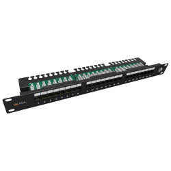 Solarix Patch panel 24x RJ-45 Cat5e UTP s vyvazovací lištou 1U SX24L-5E-UTP-BK-N