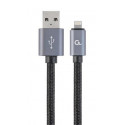 Gembird nabíjecí kabel Lightning 8-pin (M) na USB 2.0 (M), prémiový, opletený, 1.8 m, černý