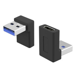 PremiumCord redukce USB-C - USB 3.0 Male, zahnutá