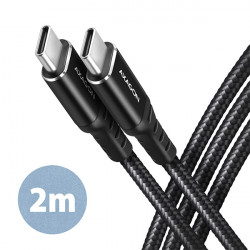 AXAGON BUCM-CM20AB, HQ kabel USB-C  USB-C, 2m, USB 2.0, PD 60W 3A, ALU, oplet, černý