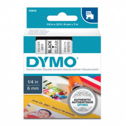 Dymo originální páska do tiskárny štítků, Dymo, 43610, S0720770, černý tisk průhledný podklad, 7m, 6mm, D1