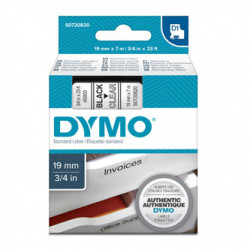 Dymo originální páska do tiskárny štítků, Dymo, 45800, S0720820, černý tisk průhledný podklad, 7m, 19mm, D1