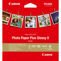 Canon Photo Paper Plus Glossy II, foto papír, lesklý, bílý, 13x13cm, 5x5", 265 g m2, 20 ks, 2311B060, inkoustový