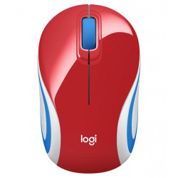 Logitech Mini M187 myš, Bezdrátová USB, Optická, 1000 dpi, Červená ( 910-002732 )