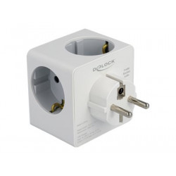 Delock - Síťový adaptér - 16 A - 6 výstupní konektory (USB-C, 2 x 9 pin USB Type A, 3 x napájení CEE 7 3) - bílá