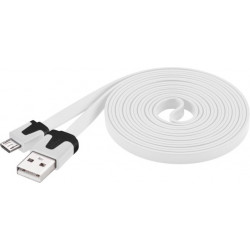 PremiumCord Kabel micro USB 2.0, A-B 2m, plochý PVC kabel, bílý