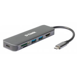 D-Link 6-in-1 USB-C Hub with HDMI Card Reader Power Delivery