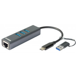 D-Link USB-C USB to Gigabit Ethernet Adapter with 3 USB 3.0 Ports