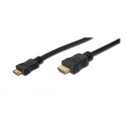 Digitus HDMI 1.3 1.2 (C to A) připojovací kabel 3 m , pozlacené kontakty, Ultra HD 24p