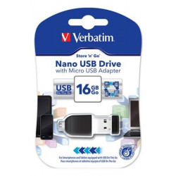 VERBATIM Store 'n' Stay NANO 16GB USB 2.0 + OTG adapter černá