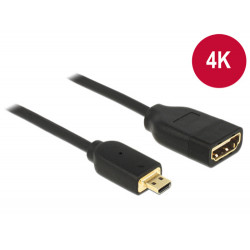 Delock kabel High Speed HDMI s Ethernetem – HDMI Micro-D samec  HDMI-A samice 3D 4K 20 cm