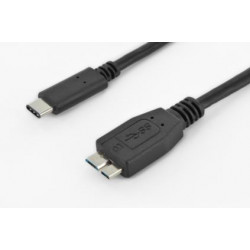 Digitus Připojovací kabel USB typu C, typ C na micro B M M, 1,0 m, 3A, 5 GB, verze 3.0, bl