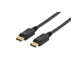 Ednet Připojovací kabel DisplayPort, DP samec samec, 3,0 m, s blokováním, UHD 4K@60Hz, bavlna, zlato, bl