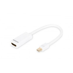 Digitus DisplayPort adapter cable, mini DP - HDMI type A M F, 0.15m, DP 1.1a, CE, wh