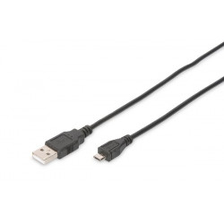 Digitus USB 2.0 connection cable, type A - micro B M M, 1.8m, USB 2.0 compatible, bl