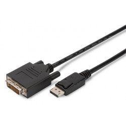 Digitus DisplayPort adapter cable, DP - DVI (24+1) M M, 2.0m, w interlock, DP 1.1a compatible, CE, bl