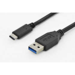 Digitus USB Type-C connection cable, type C to A M M, 1.0m, Super Speed, bl