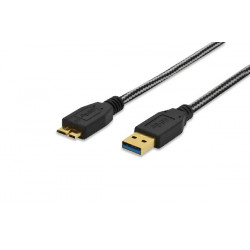 Ednet Připojovací kabel USB 3.0, typ A - micro B M M, 1,0 m, USB 3.0, bavlna, zlato, bl