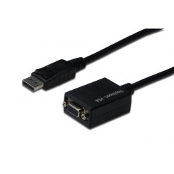 Digitus kabelový adaptér DisplayPort, DP - HD15 M F, 0,15 m, s blokováním, kompatibilní s DP 1.1a, CE, bl