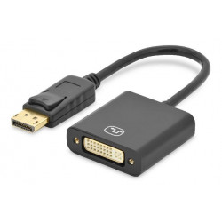 Digitus kabelový adaptér DisplayPort, DP - DVI (24 + 5) M F, 0,15 m, bez blokování, kompatibilní s DP 1.1, CE, bl