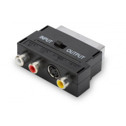 Ednet Audio video adaptér, Scart samec - 3x Cinch + SVHS samice, černý